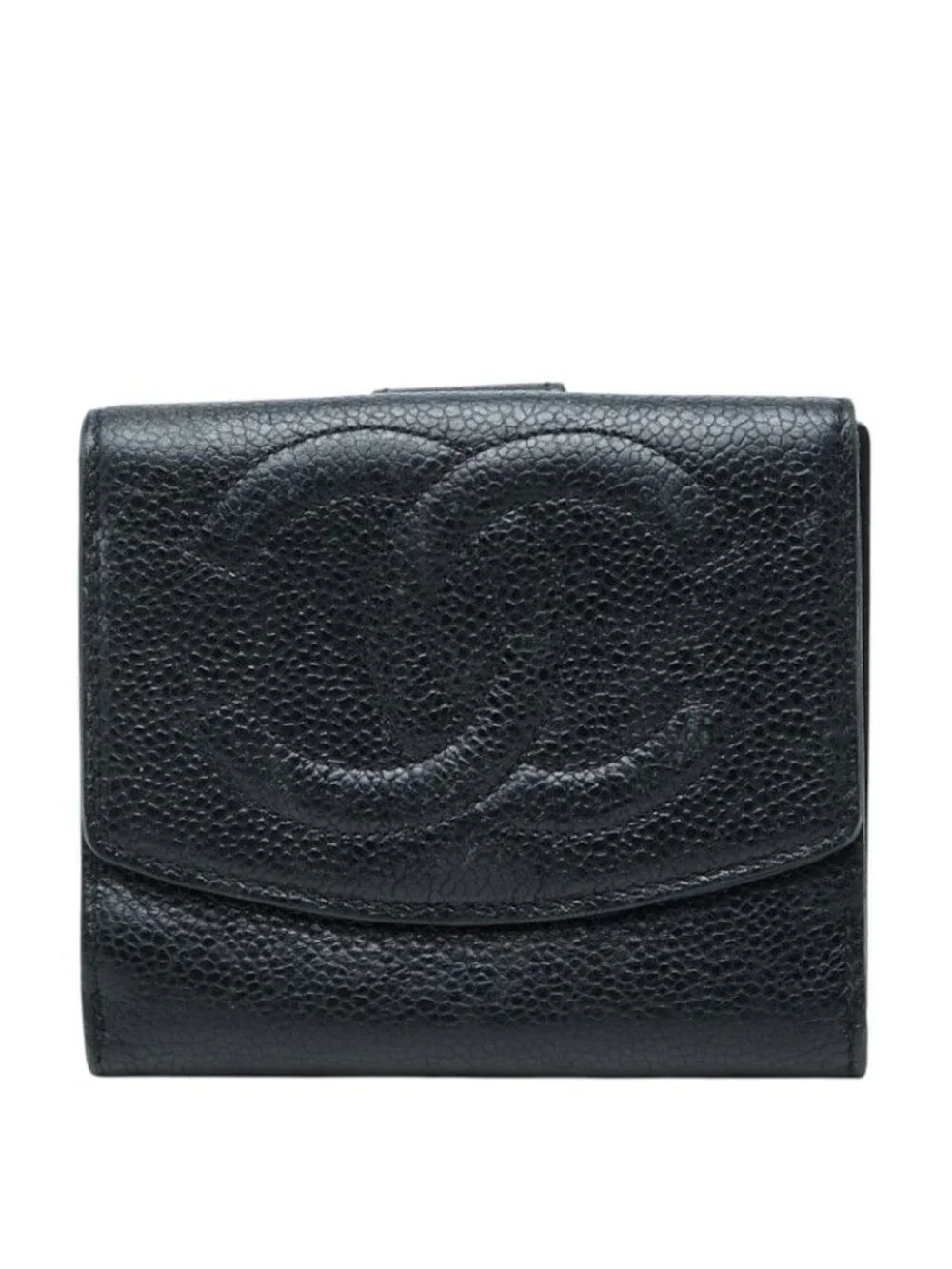 Chanel CC Logo Bifold Wallet Black Caviar Leather